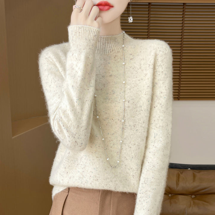 Damen-Pullover aus reiner Wolle mit Stehkragen