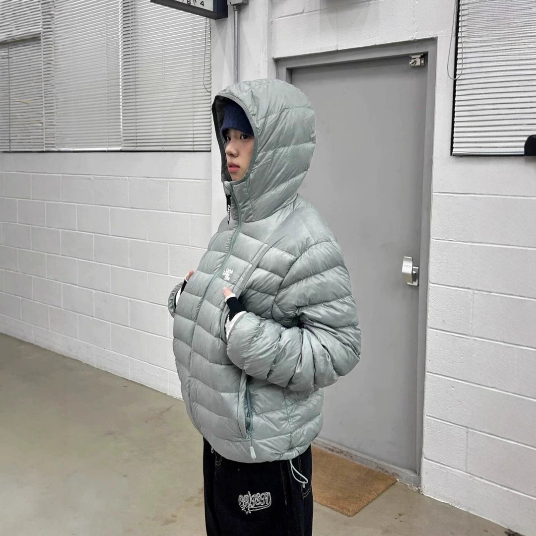 Leichte Daunenjacke mit Kapuze, 90% Grauentendaunen