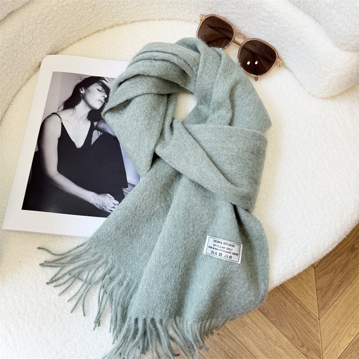 Wollschal aus 100% Wolle mit Fransen, 180x30cm