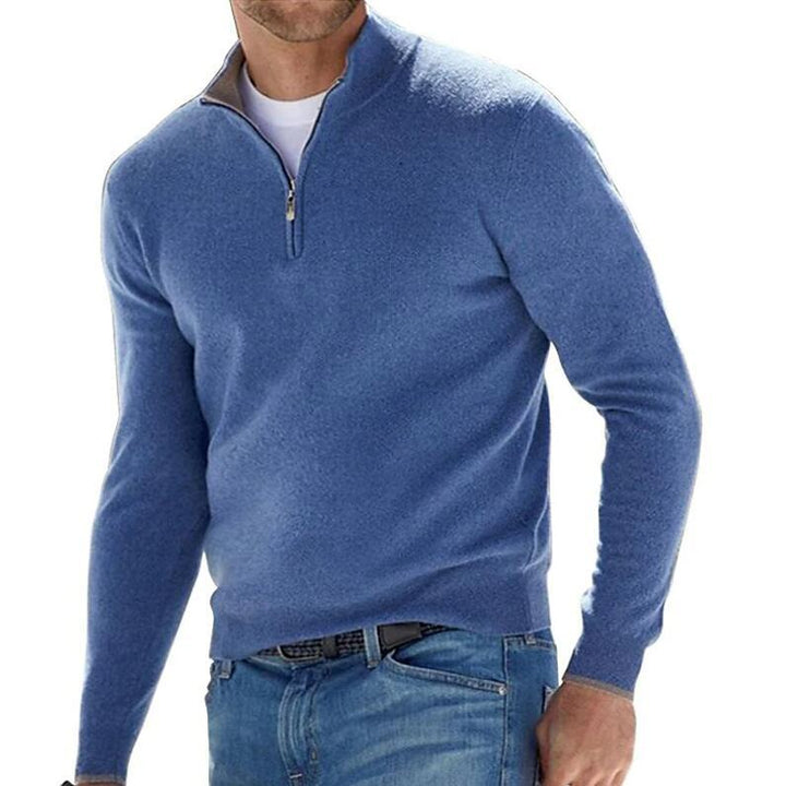 Herren-Langarm-Kaschmirpullover mit Reißverschluss