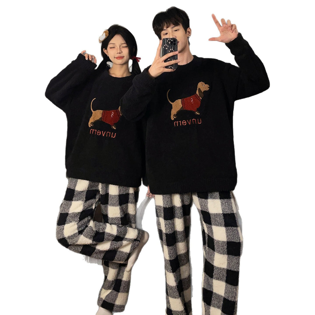 Flauschiges Paar-Pyjama-Set aus Korallenfleece