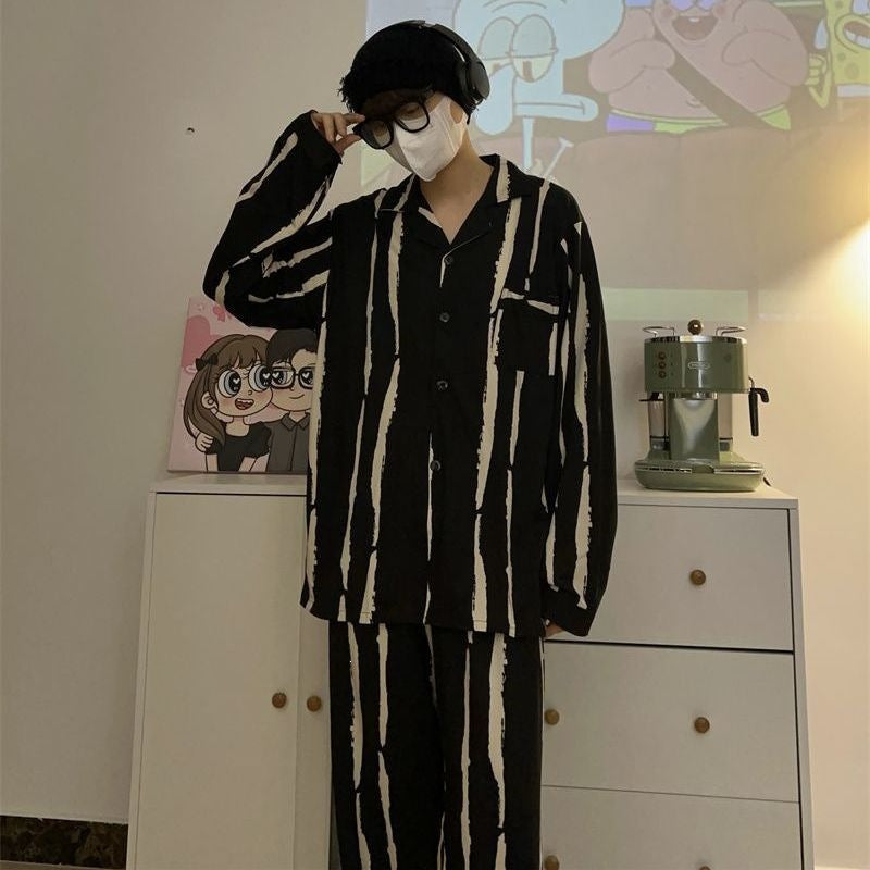 Herren-Pyjama-Set, langärmelig, Baumwolle