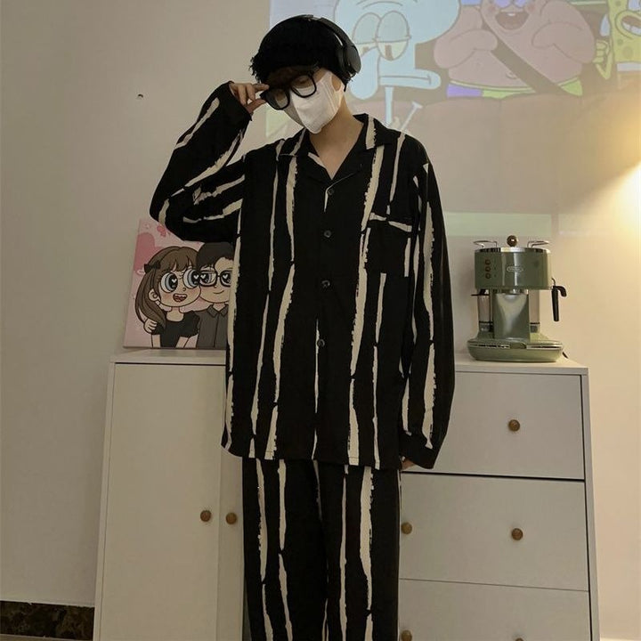Herren-Pyjama-Set, langärmelig, Baumwolle