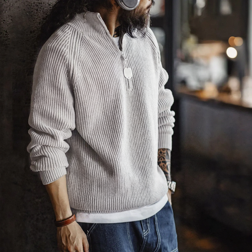 Herren-Strickpullover im Vintage-Stil mit Reißverschluss