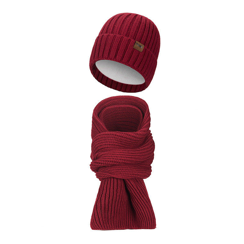 Unisex Strickmützen- und Schal-Set, gefüttert
