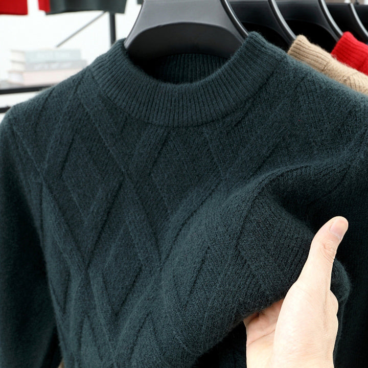 Herren-Wollpullover, Stehkragen, warm, große Größen