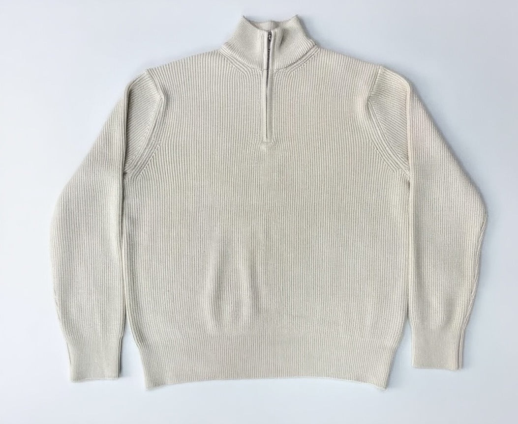 Unisex Strickpullover, Halbreißverschluss, Wollmischung