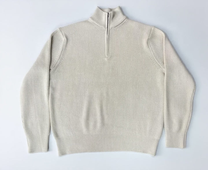 Unisex Strickpullover, Halbreißverschluss, Wollmischung