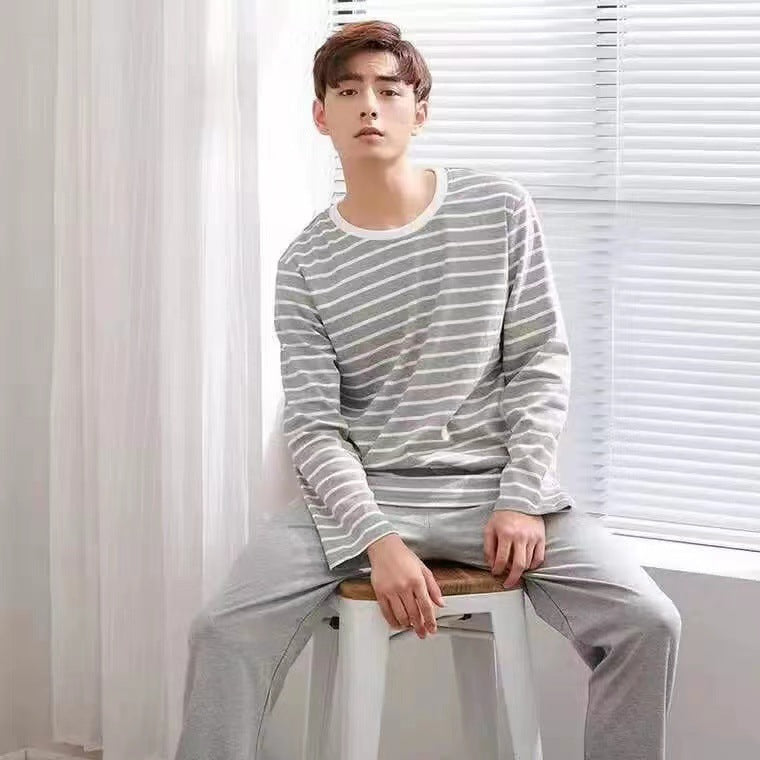 Herren-Pyjama-Set, langärmelig, leicht und bequem