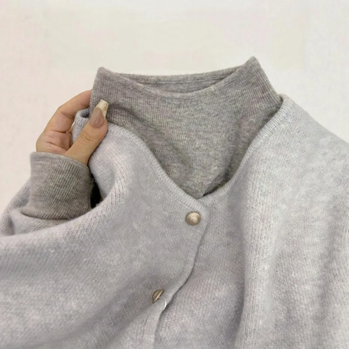 Damen-Strickpullover mit Stehkragen, vielseitiges Basic