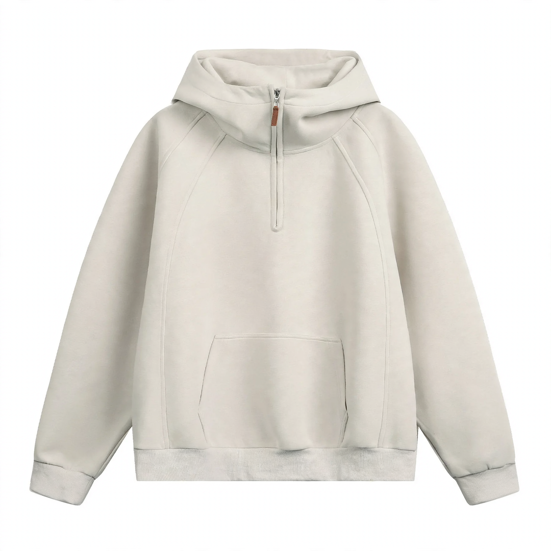 Unisex-Kapuzenpullover mit Reißverschluss und Stehkragen