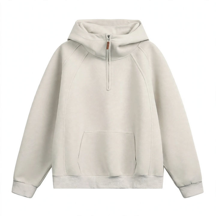 Unisex-Kapuzenpullover mit Reißverschluss und Stehkragen