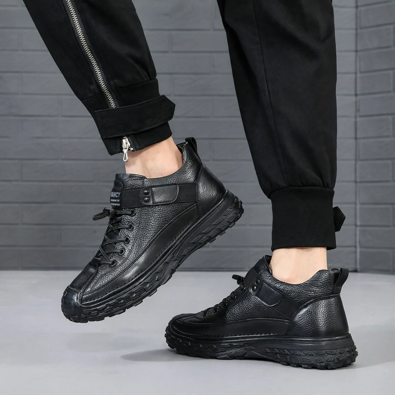 Herren-Winterstiefel aus Leder, gefüttert, wasserdicht
