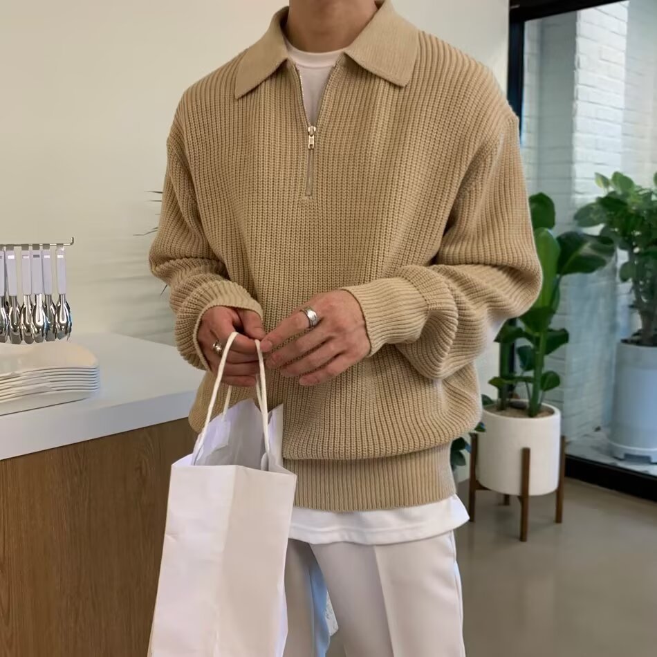 Herren-Strickpullover im Vintage-Stil mit Reißverschluss