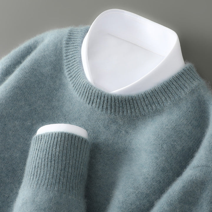 Herren-Wollpullover, Stehkragen, 100% Wolle, dick