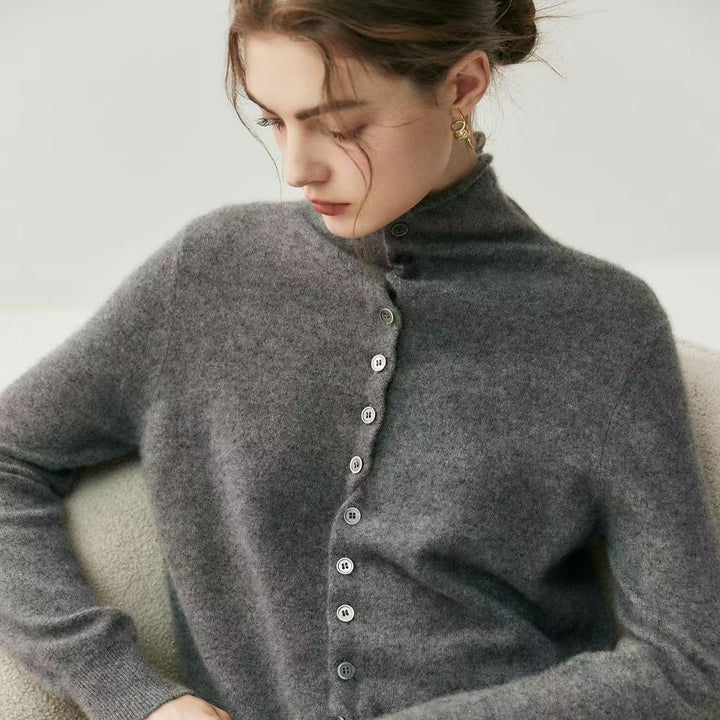 Damen-Strickjacke mit Rollkragen, beidseitig tragbar