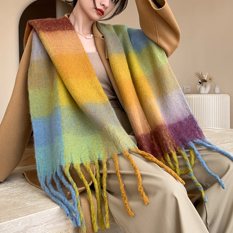 Karierter Schal in Mohair-Optik, wärmend