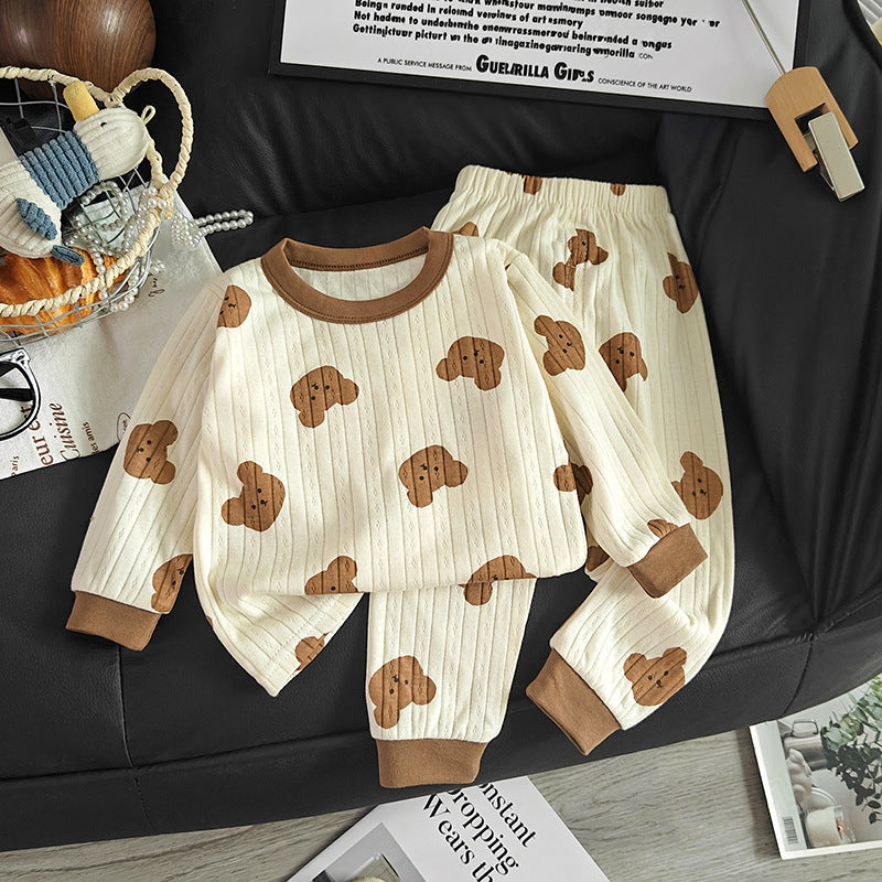 Kinder-Schlafanzug-Set, Baumwolle, Jacquard-Muster