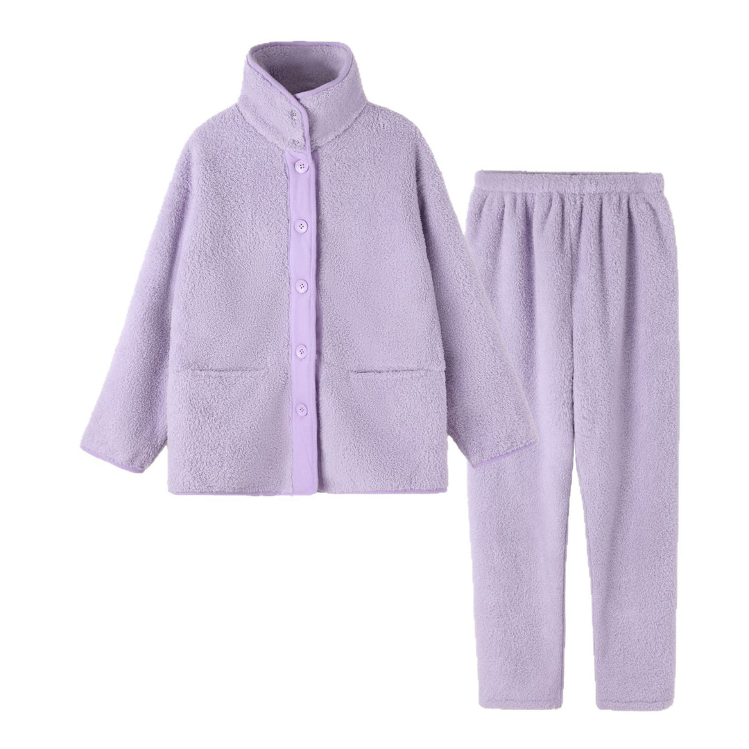 Damen-Schlafanzug aus Korallenfleece mit Revers