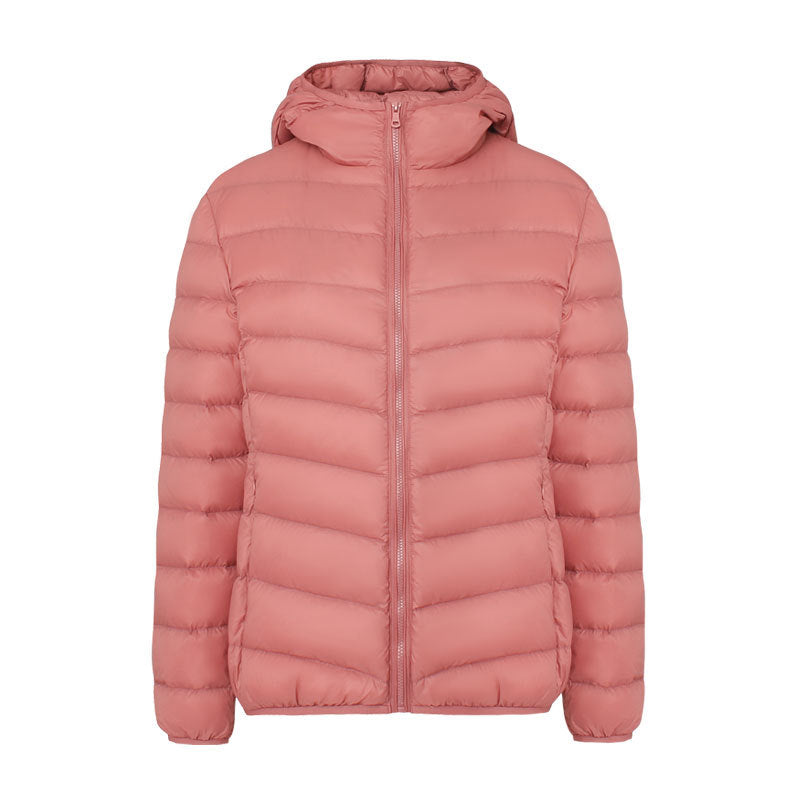 Leichte Damen-Daunenjacke mit Kapuze, wasserabweisend
