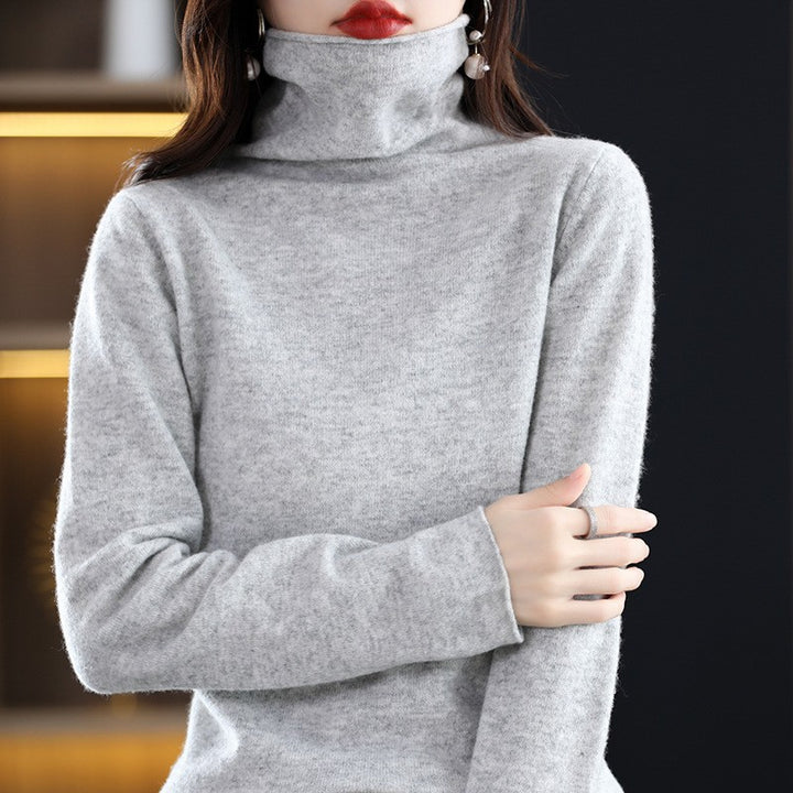 Damen-Wollpullover mit Stehkragen aus reiner Wolle