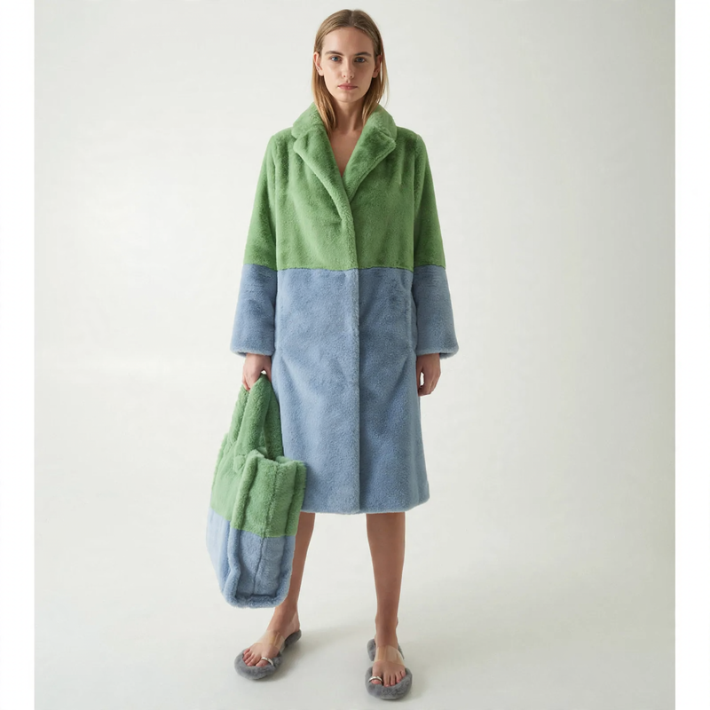 Damen-Mantel aus Kunstfell, warm, mittellang