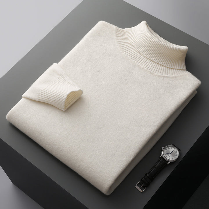 Herren-Rollkragenpullover, einfarbig, langärmelig, Strick
