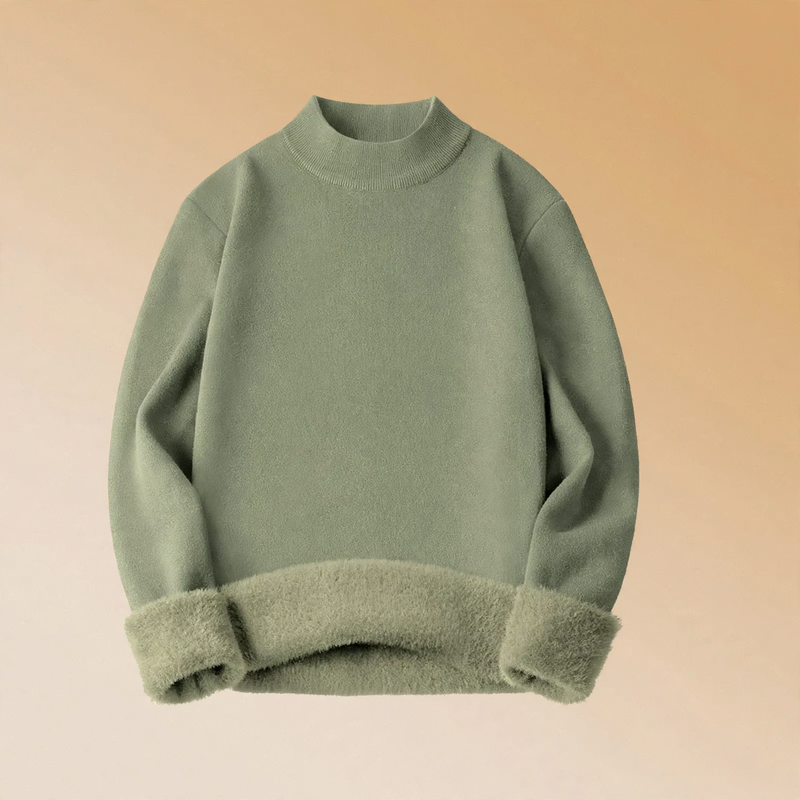 Herren-Strickpullover, gefüttert, Stehkragen