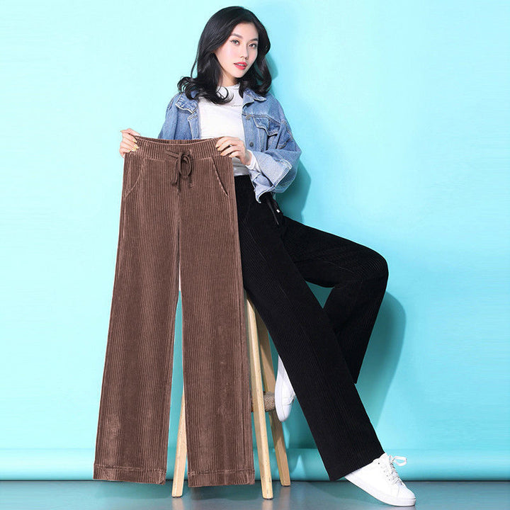 Damen-Cordhose mit weitem Bein, gefüttert