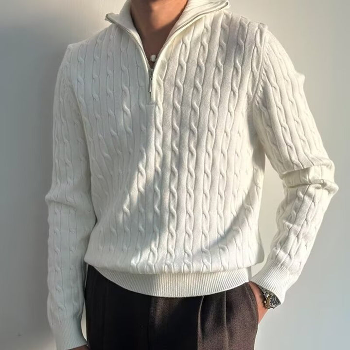 Moderner Herren-Strickpullover mit Reißverschluss