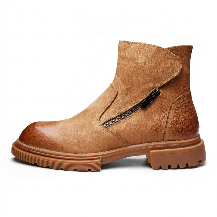 Herren-Lederstiefel im Biker-Stil, gefüttert