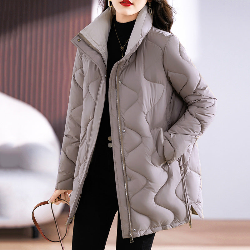 Lange Damen-Winterjacke mit Stehkragen
