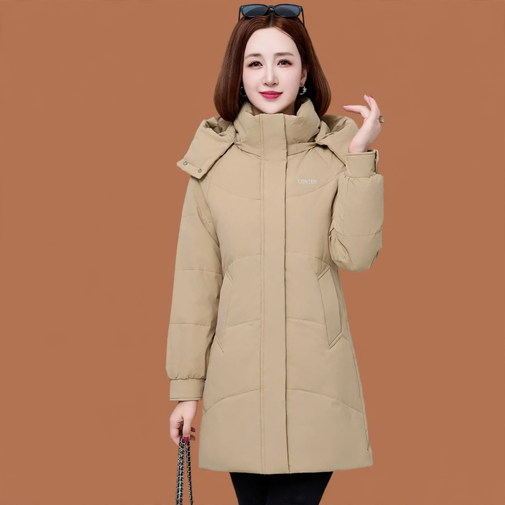 Lange Daunenjacke für Damen, Weißgänsedaunen