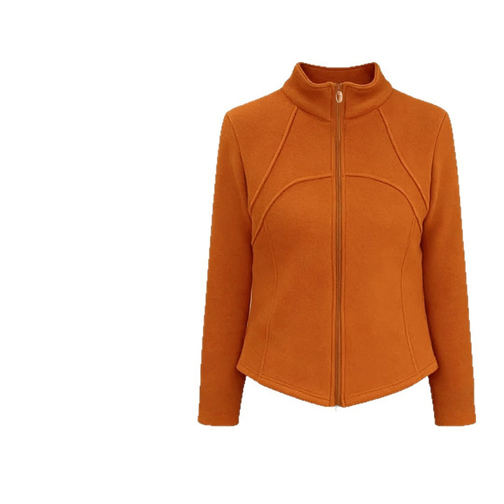 Gefütterte Lammfell-Sportjacke mit Stehkragen