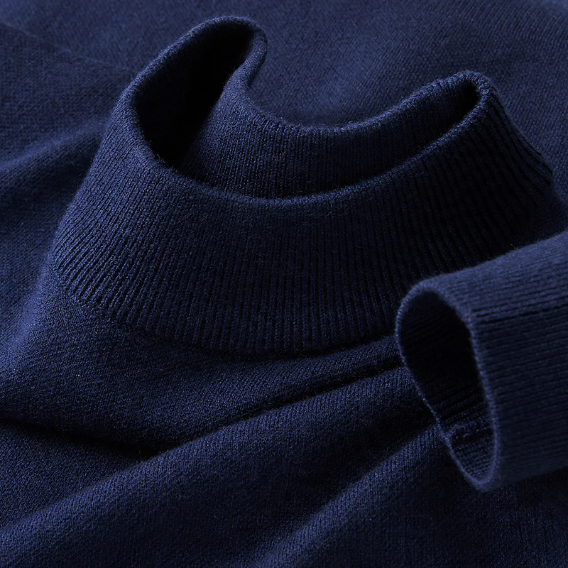 Herren-Wollpullover mit Stehkragen und Fleecefutter