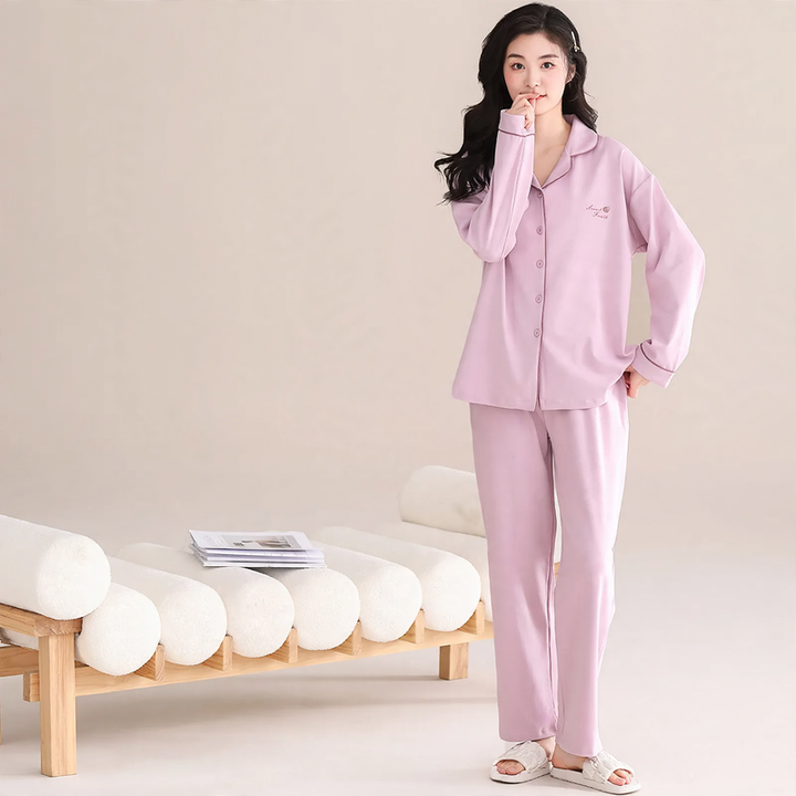 Damen-Pyjama-Set aus Baumwolle mit integrierten Pads