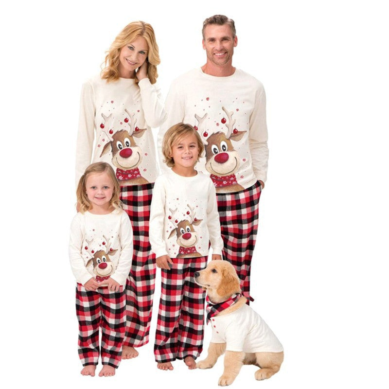 Familien-Schlafanzug-Set, Elch-Print, Langarm