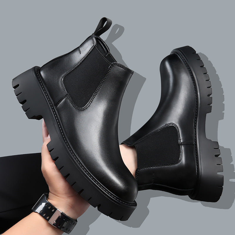 Herren-Lederstiefel, gefüttert, rutschfest, Business-Stil