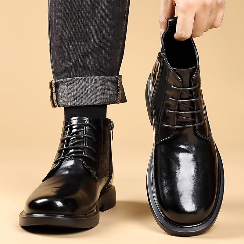 Gefütterte Herren-Lederstiefel für den Winter