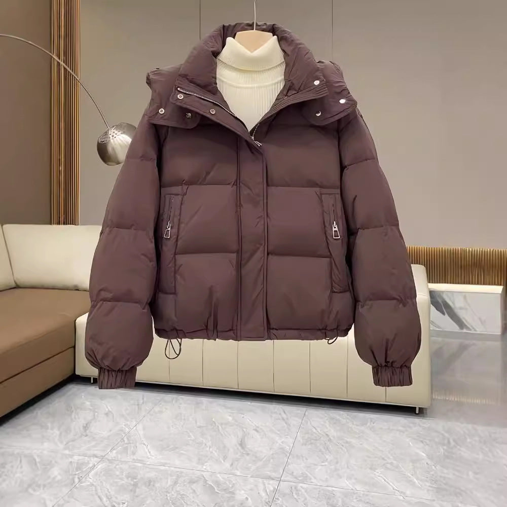Damen-Steppjacke, kurz, mit Kapuze, große Größen