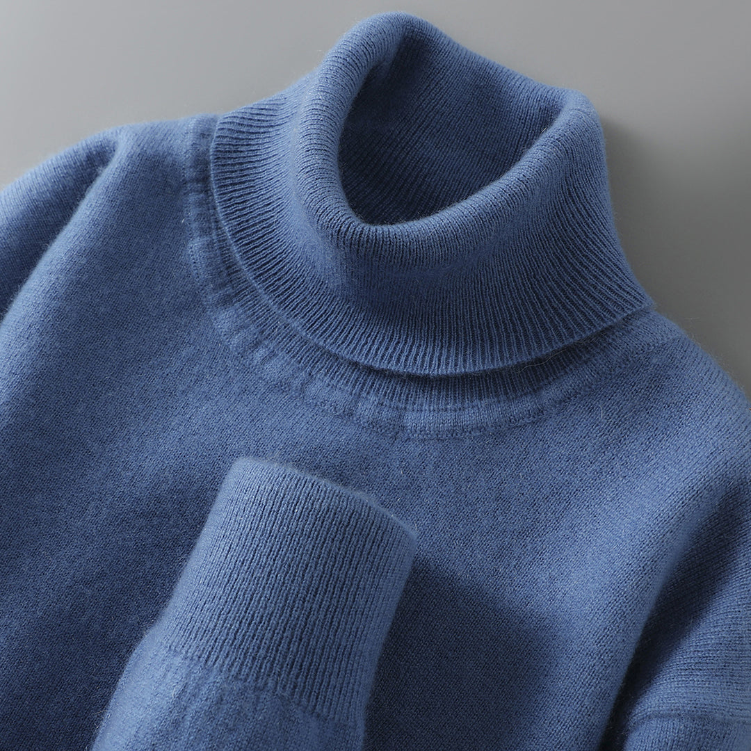 Herren-Wollpullover, 100% Wolle, Stehkragen, Business-Stil