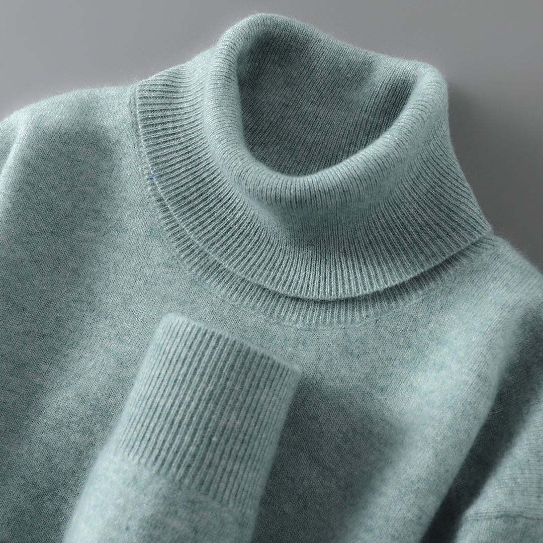 Herren-Wollpullover, 100% Wolle, Stehkragen, Business-Stil