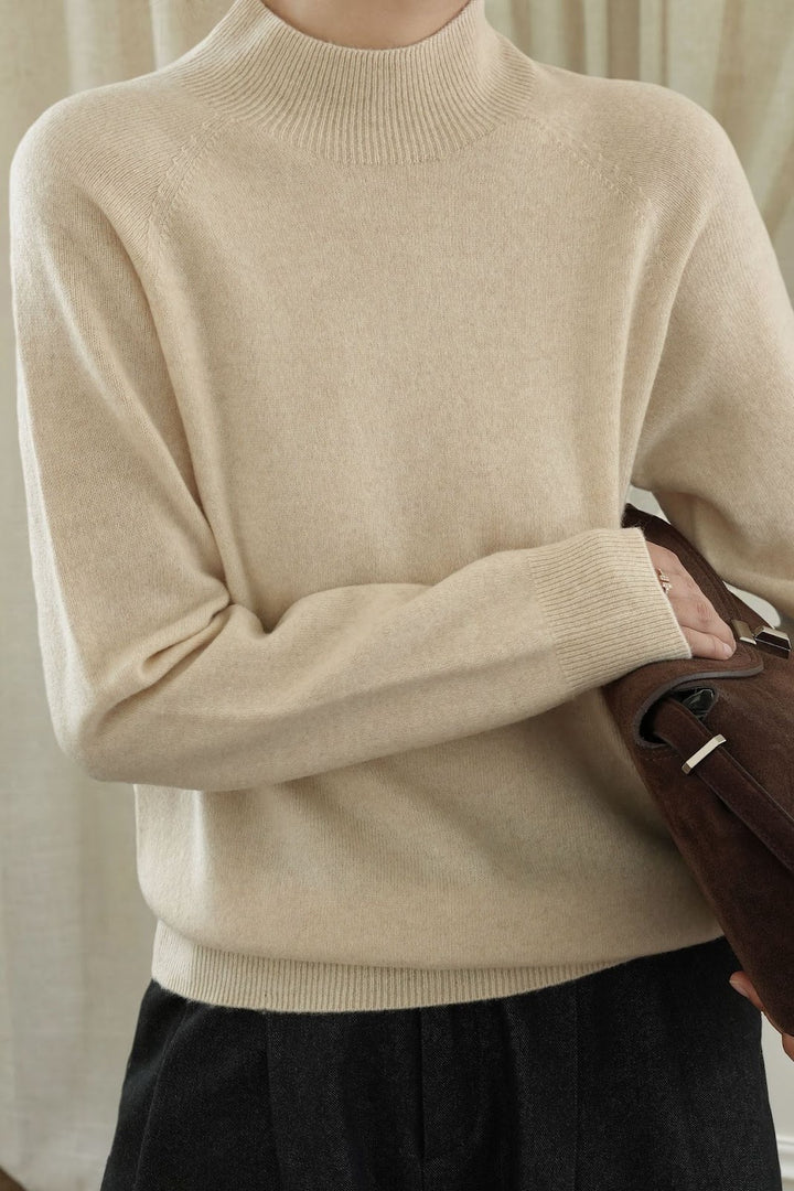 Damen-Wollpullover mit Stehkragen, locker gestrickt