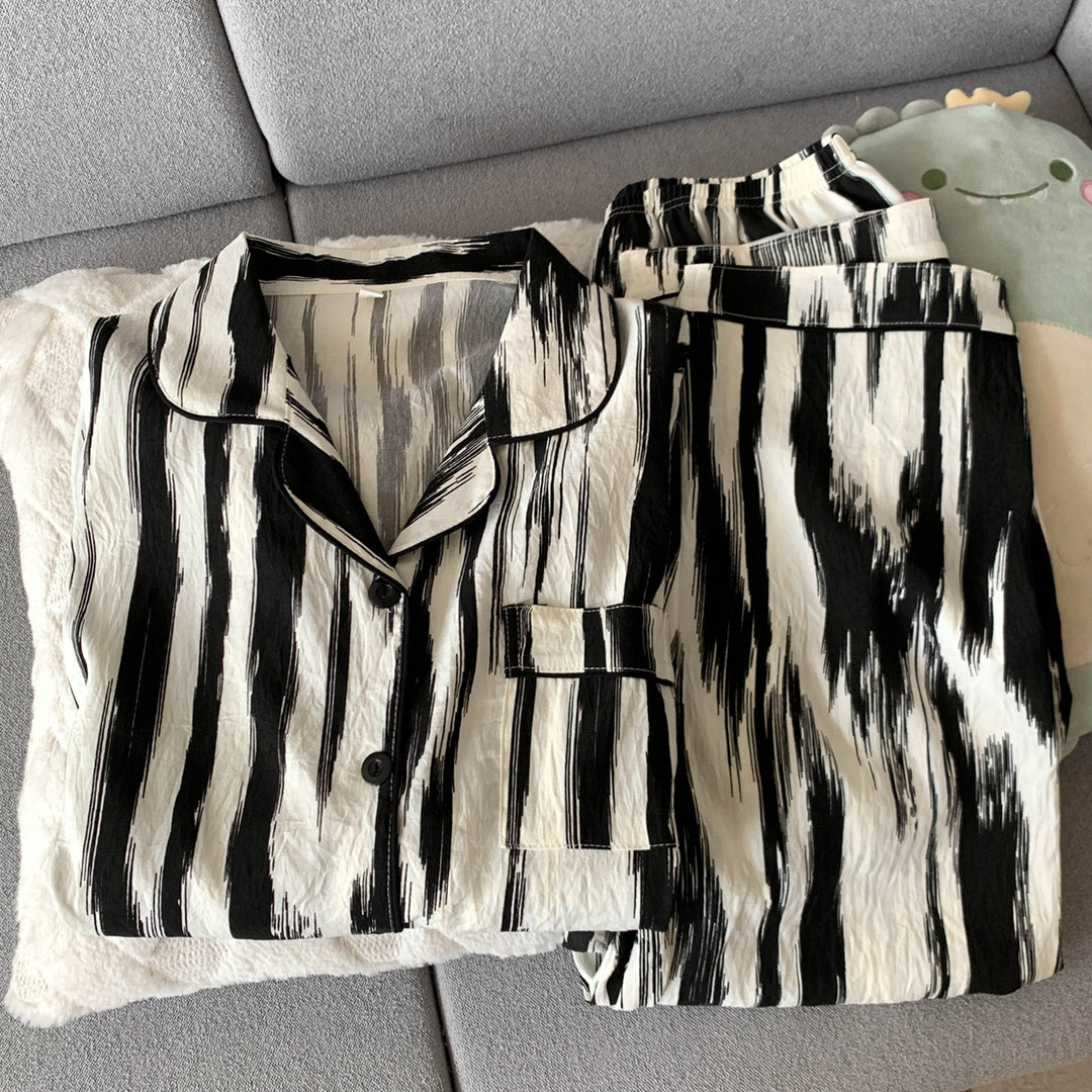 Herren-Pyjama-Set, Baumwoll-Musselin, Langarm, kariert