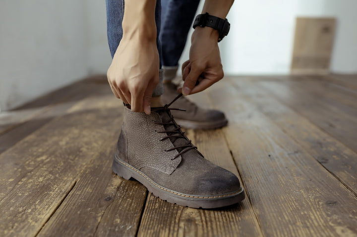Vintage-Martinsstiefel aus Leder, warm gefüttert