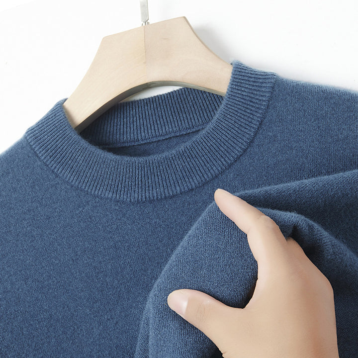 Herren-Kaschmirpullover, Rundhals, einfarbig