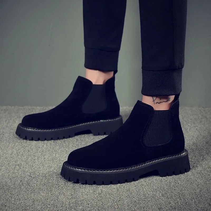 Herren-Chelsea-Boots, Wildleder-Optik, gefüttert