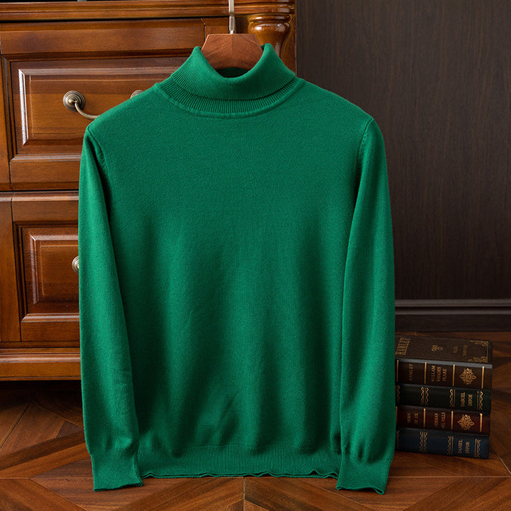 Herren-Strickpullover, Rollkragen, einfarbig, leger