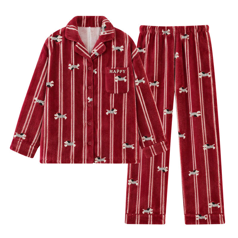 Herren-Pyjama-Set, Korallenfleece, warm