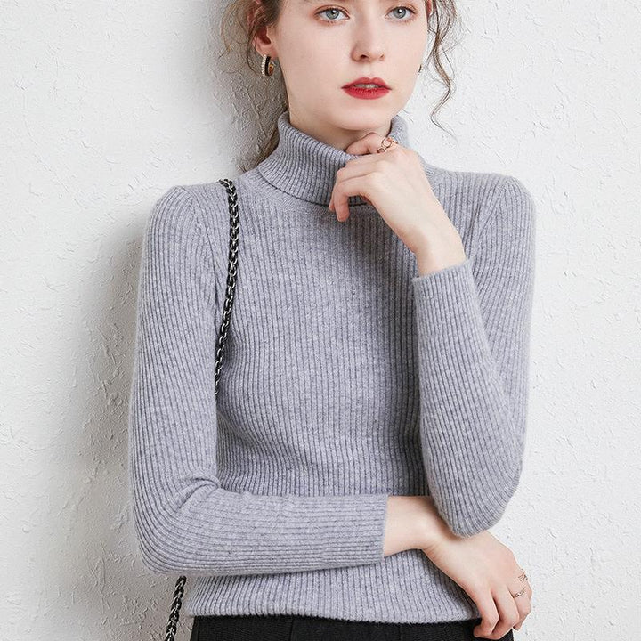 Damen-Rollkragenpullover, gestrickt, schmale Passform